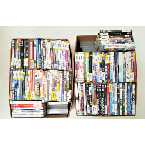 37 - TWO BOXES OF DVDs
including box sets, films, TV, etc.