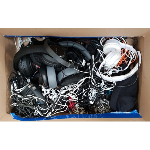 22 - ONE BOX OF BRANDED AND UNBRANDED HEADPHONES
on ear and in ear, including: Motorola, intempo, Sony, K... 
