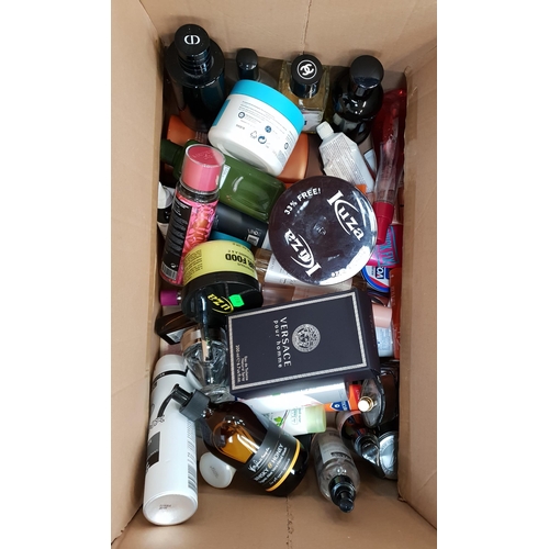 29 - ONE BOX OF NEW AND USED TOILETRY ITEMS
including, Versace, Dior, Chanel, Lancaster, Hugo Boss, Lynx,... 