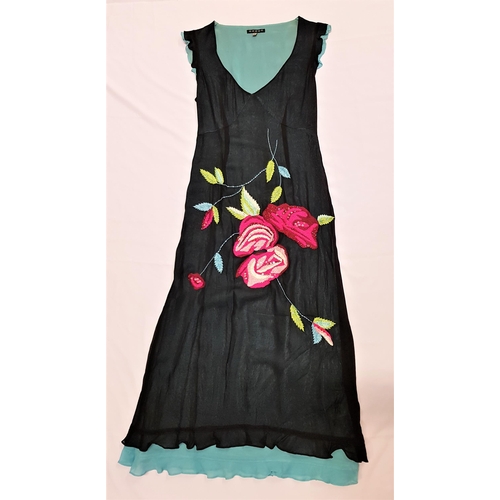13 - FLORAL, BLACK AND BLUE COAST DRESS- UNKNOWN PRODUCTION 
Black Coast floral and blue dress with embro... 