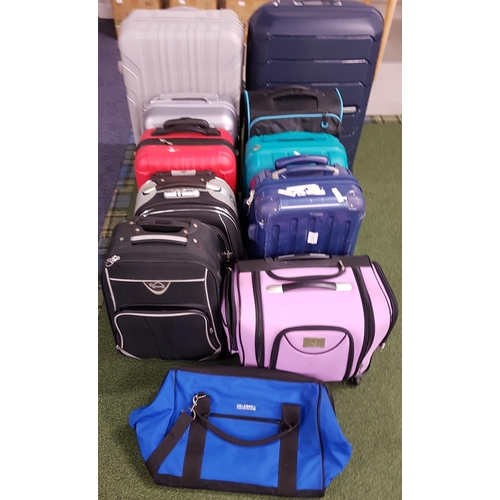 44 - SELECTION OF ELEVEN SUITCASES 
various sizes. Including Samsonite, AMS, LG, Kangol, etc. (11)
Note: ... 