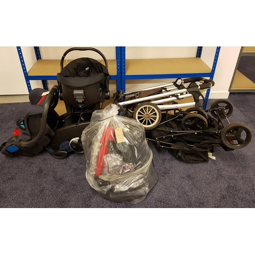 45 - SELECTION OF PARAMS, PRAM ACCESSORIES AND CAR SEATS
including 2 prams, 3 car seats and a bag of acce... 