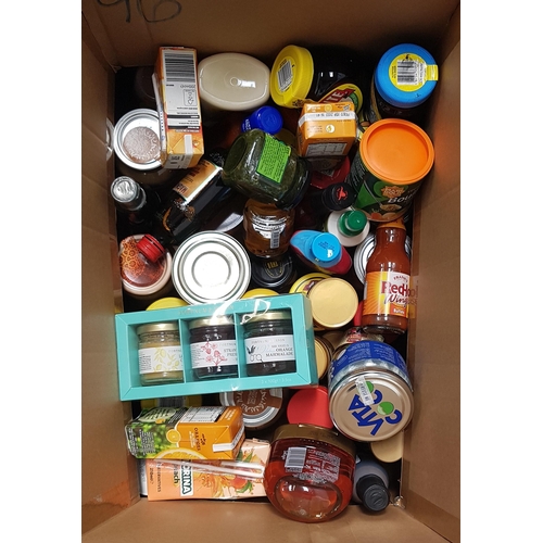18 - ONE BOX OF CONSUMABLE ITEMS
including: Oil, Peanut Butter, Chocolate Spread, Honey, Pasta Sauce, Mus... 