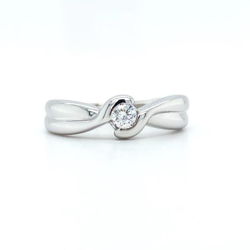 18 - 18k White Gold Solitaire Semi Tension Round Cut Diamond Ring H colour 0.12ct total weight