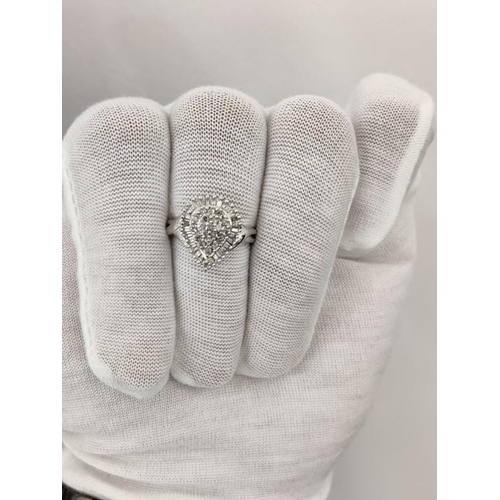 26 - Pear Shape Cluster Diamond Ring Set With Round & Baguette Shaped Diamonds 0.85ct VS quality