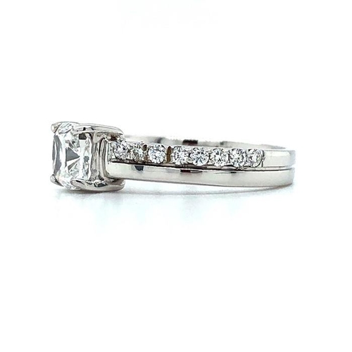 27 - 18k White Gold 1.25ct Diamond Shoulder Set Ring With Micro Pave Diamonds GIA certified VS clarity