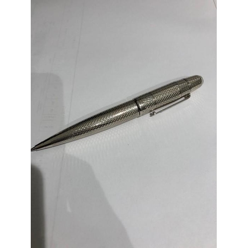 36 - silver pen Le Lumiere with 0.10ct RB diamond of 8 hearts and 8 arrows with certificate