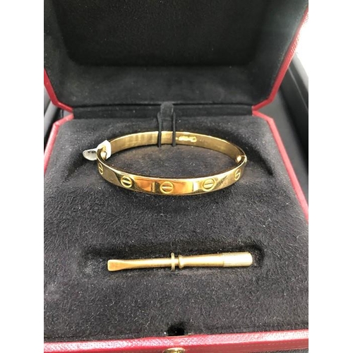 59 - Original Cartier Yellow Gold Love Bracelet With Original Screwdriver In Size 17 (Believed to be a la... 