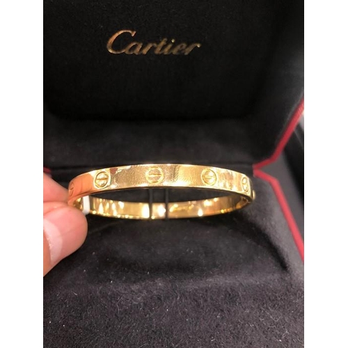 59 - Original Cartier Yellow Gold Love Bracelet With Original Screwdriver In Size 17 (Believed to be a la... 