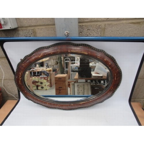 28 - Antique Bevel Edged Oval Mirror