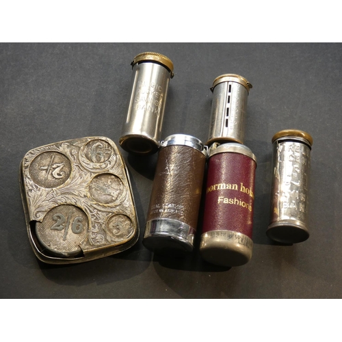 COIN HOLDERS. Small collection of Edwardian & later springloaded coin holders, one to hold various