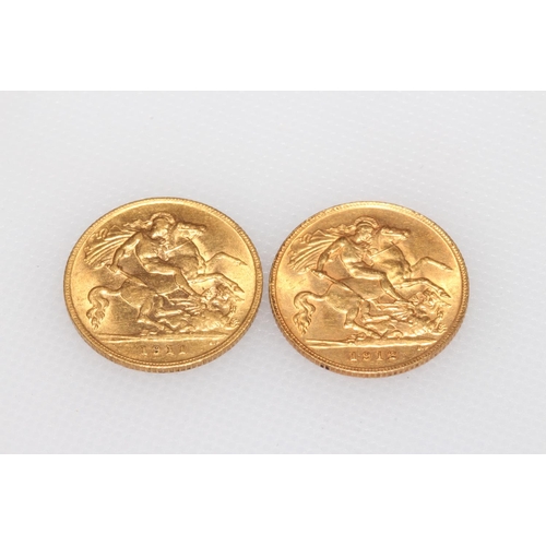 5 - 1911 and 1912 gold half sovereigns (2).