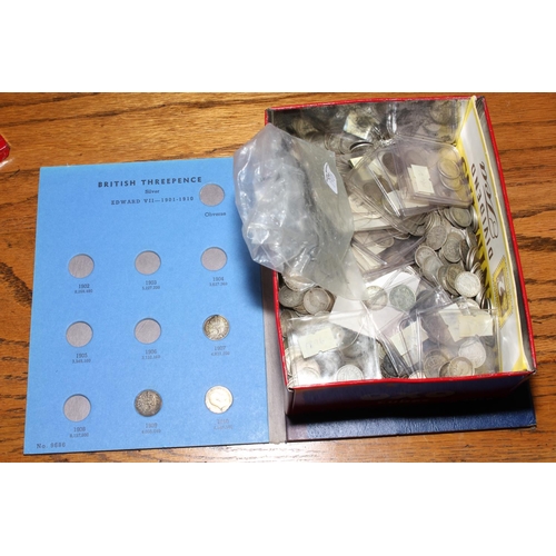 9 - Large collection of pre 1947 threepence silver coins including Victorian (weight approx 1360g). 1967... 