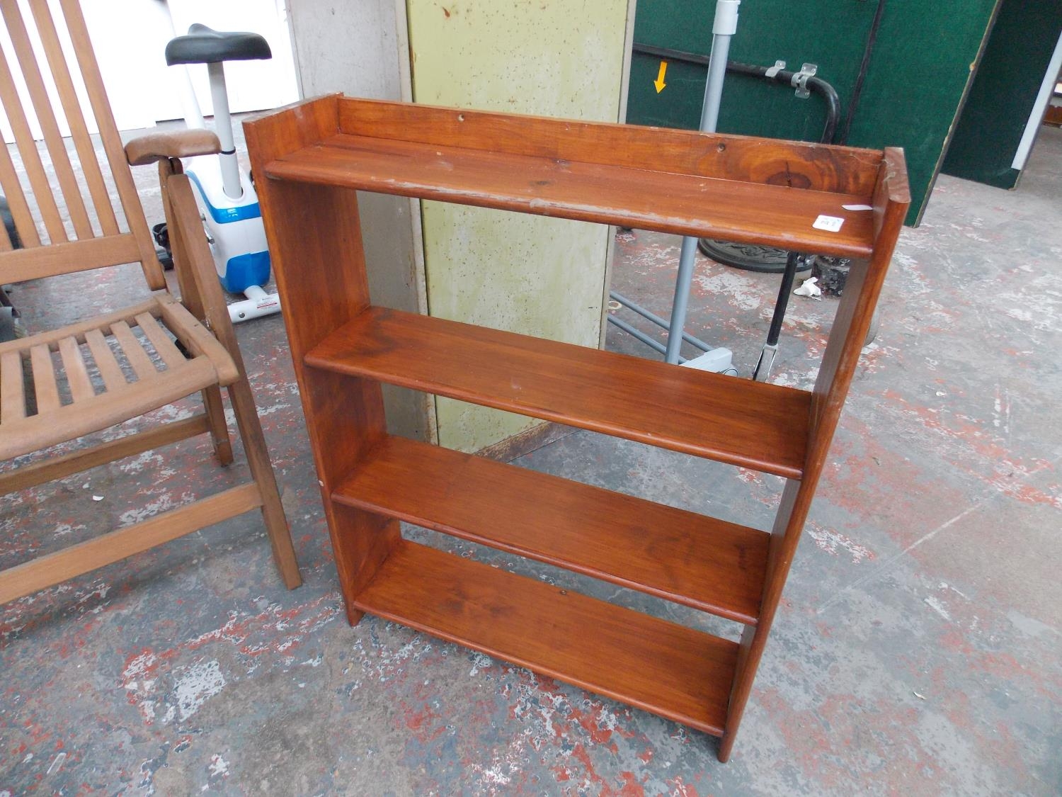 Two Items To Include A Small Pine Bookcase And Grey Metal Workshop