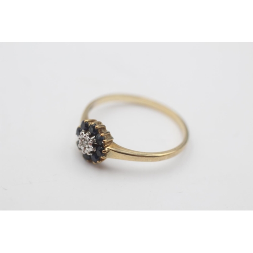 30 - A 9ct gold sapphire and diamond halo dress ring, size Q½ - approx. gross weight 1.5 grams