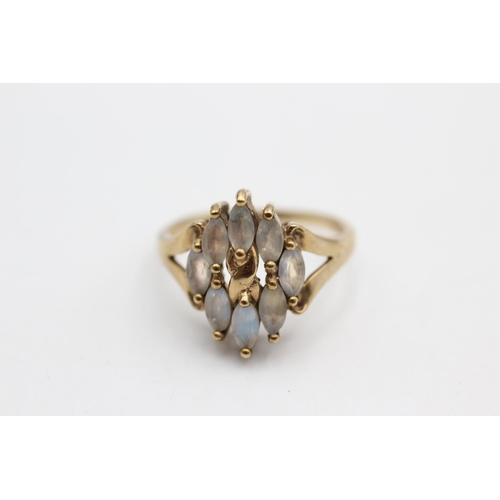 6 - A 9ct gold moonstone eight stone cluster dress ring, size N½ - approx. gross weight 3 grams