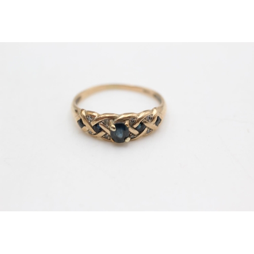 60 - Two 9ct gold sapphire and diamond knot pattern dress rings, one size O and one size N½ - approx. gro... 