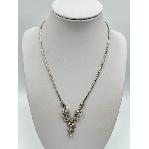 1146 - A 14ct white gold and white sapphire 41cm necklace - approx. gross weight 20.94 grams