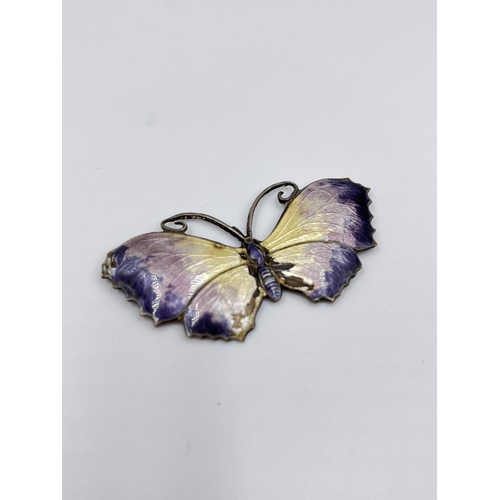 1187 - A vintage sterling silver and enamel butterfly brooch - approx. gross weight 9.56 grams