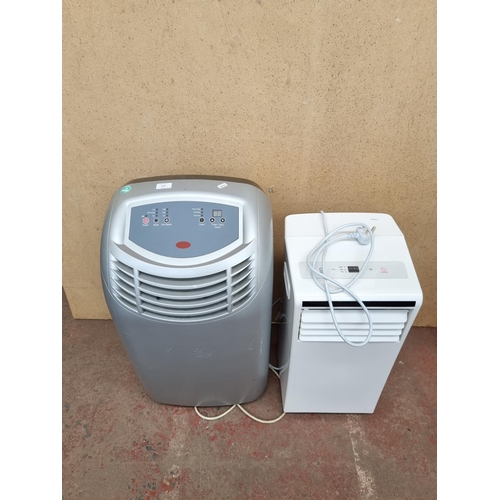 Two portable air conditioners, one B&Q WAP267EB and one Challenge