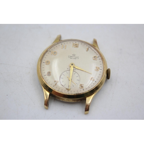 1278 - A vintage Smiths De Luxe gold tone 15 jewel mechanical men’s wristwatch head