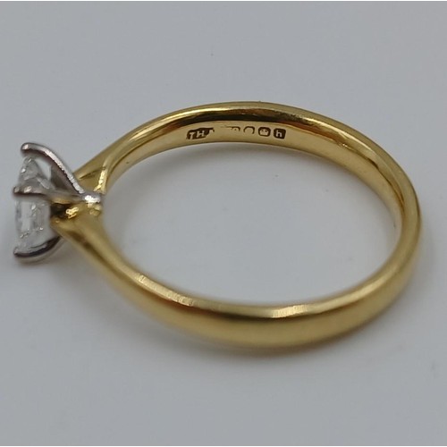 1102A - A hallmarked 18ct gold .41ct princess cut diamond solitaire ring, size M½ - approx. gross weight 3.2... 
