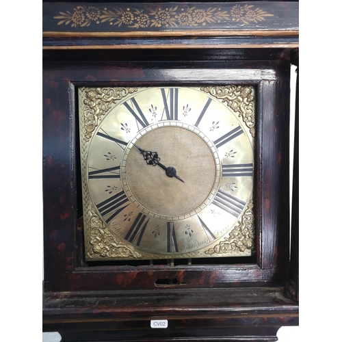 424 - An 18th century John Ingram Spalding Fecit hand painted chinoiserie cased grandfather clock with bra... 