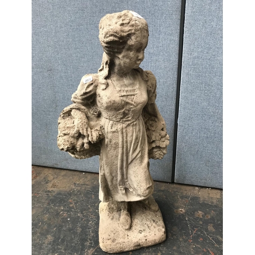 Two cast stone lady garden statues largest approx. 74cm high