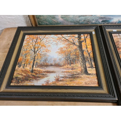 Three framed landscape pictures, two Alan Reece oils on canvas and one