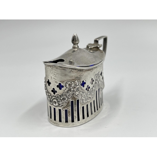 A William Aitkin Edward VII hallmarked Birmingham silver mustard pot ...