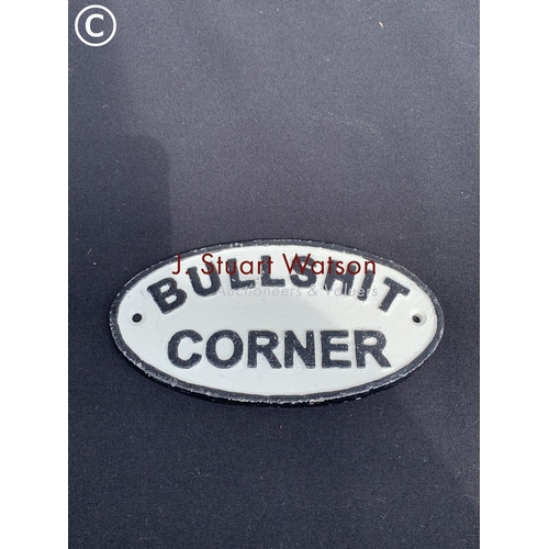 Bull Shit corner cast iron sign | Barnebys