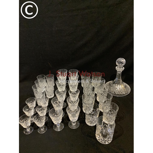 36 matching Cut Glass drinking glasses and a cut glass ships... Barnebys