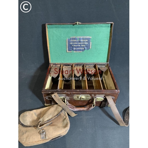 Brass bound Leather gun cartridge case 40 x 25 x 15cms and c... Barnebys