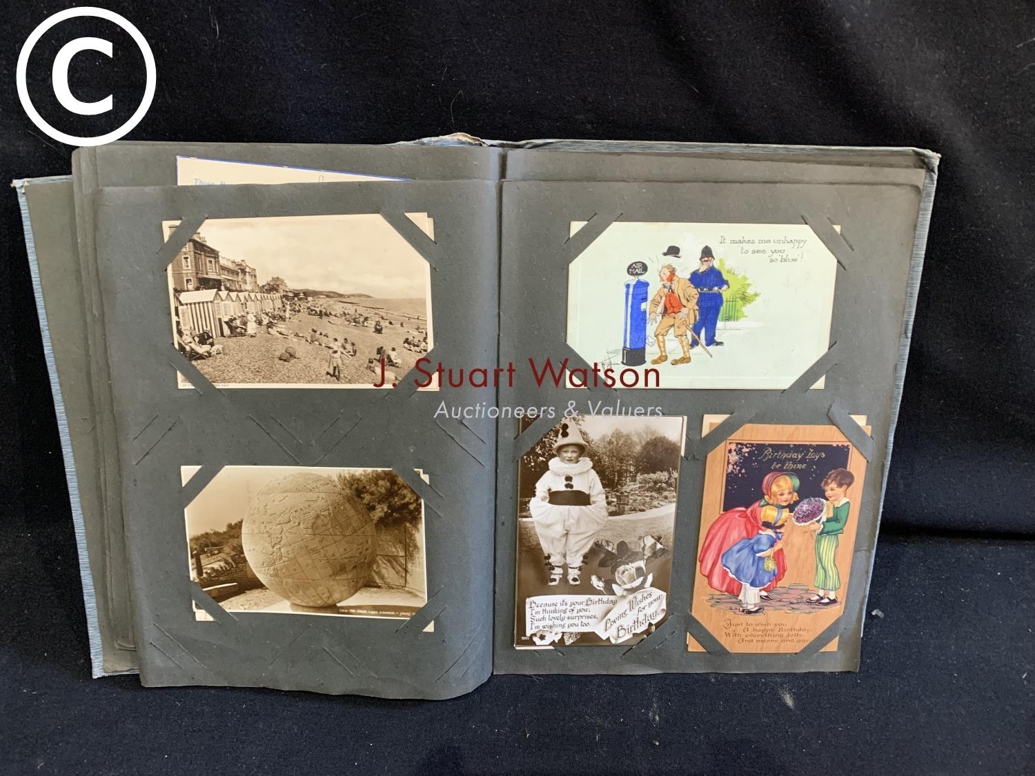 Vintage post card album containing approx 80 cards