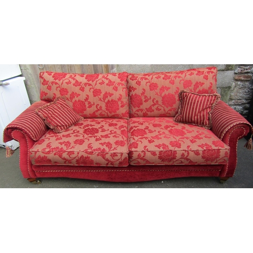 Burgundy red sofa suite comprising three seater settee and two ...