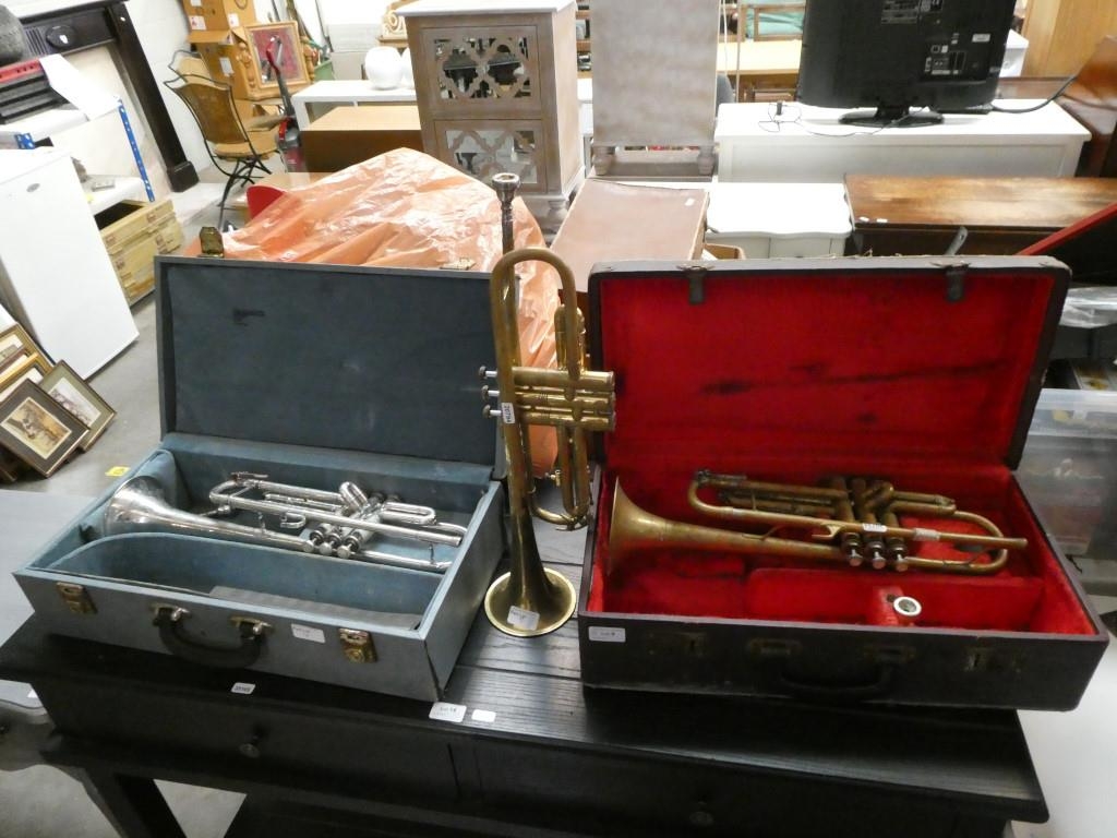Boosey & HAwkes trumpet, Corton trumpet & Melody Maker trumpet (all a/f)