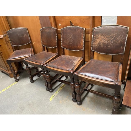 22 - 4 Oak & leather dining chairs