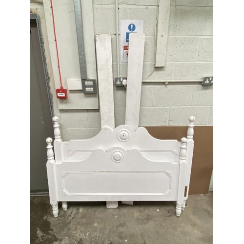 33 - White painted double bed frame with side rails (no lats)