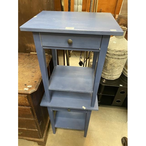 48 - Pair of blue painted bedside table (60H 47W 35D cm)