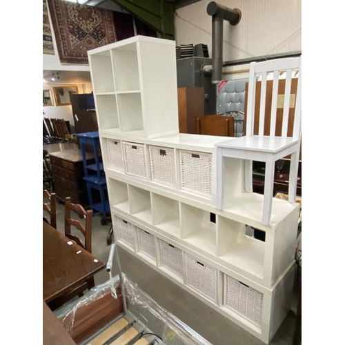 50 - 4 White storage units & bedroom chair