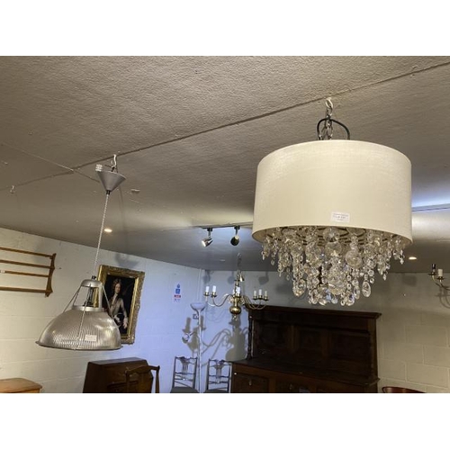Industrial style chrome & glass ceiling light fitting & contemporary chandelier