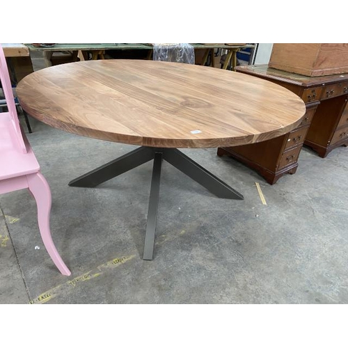 Contemporary circular kitchen/dining table with metal base (76H 150DIAM cm)