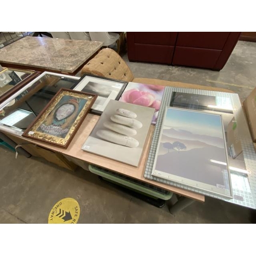 Assorted framed mirrors, prints, canvas etc