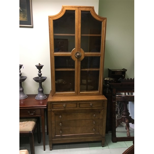 Two Door Glazed Cabinet Mahoagnt With Drawers To Base 32 Inches