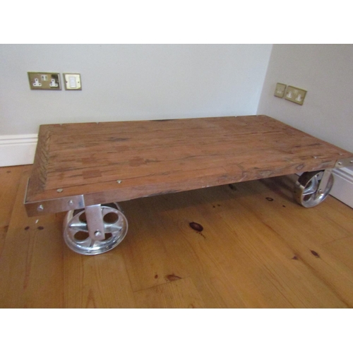 Recycled Mine Carriage Base Approximately 5ft Long x 2ft 6 Inches Wide Attractively Detailed Chrome Wheels and Mounts