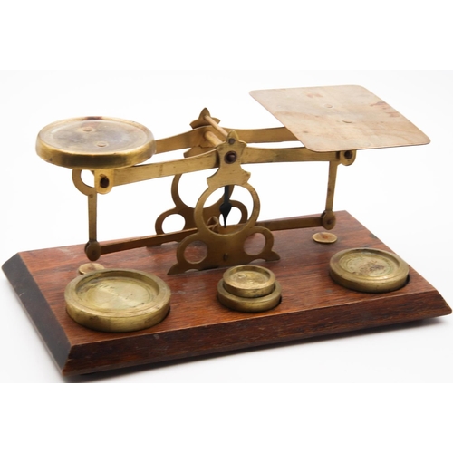 10 - Old Postal Scales with Weights Complete Working Order Approximately 9 Inches Wide x 5 Inches High