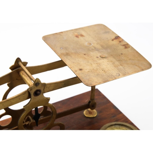 10 - Old Postal Scales with Weights Complete Working Order Approximately 9 Inches Wide x 5 Inches High
