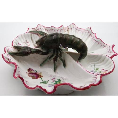 22 - Antique Serving Platter with Lobster Motif Handle Hand Painted Approximately 9 Inches Diameter