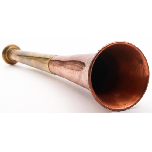 30 - Hunting Horn Brass Mounted Copper Approximately 8 Inches High