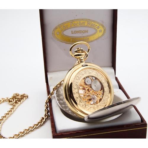 31 - Pocket Watch Finely Detailed with Pocket Chain contained within Presentation Box